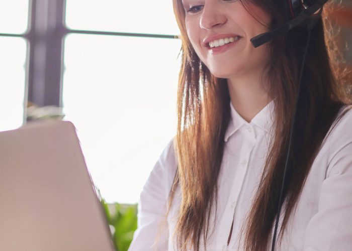 Dispatcher Woman working in call center as dispatcher